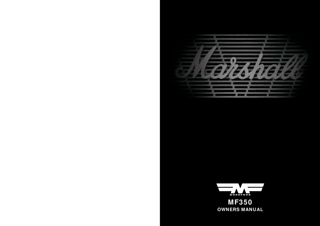 Marshall Amplification MF350 owner manual 