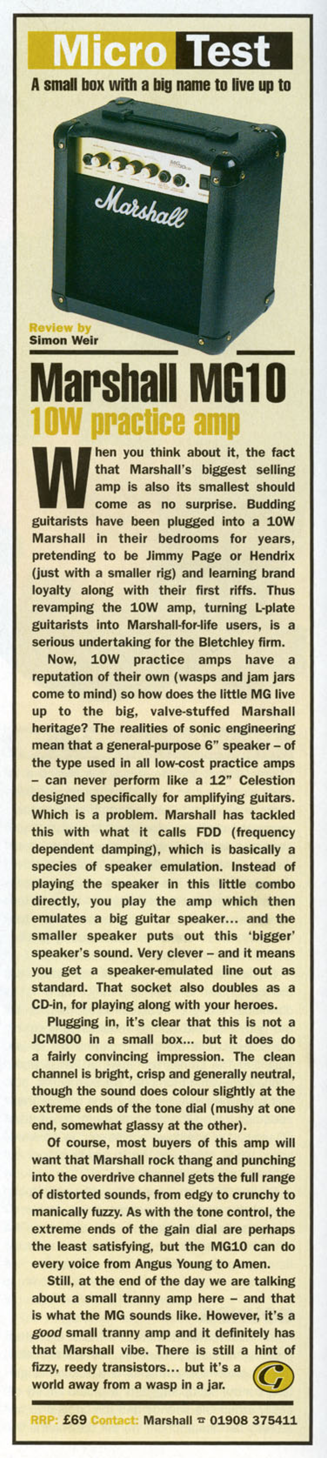 Marshall Amplification MG10 manual 