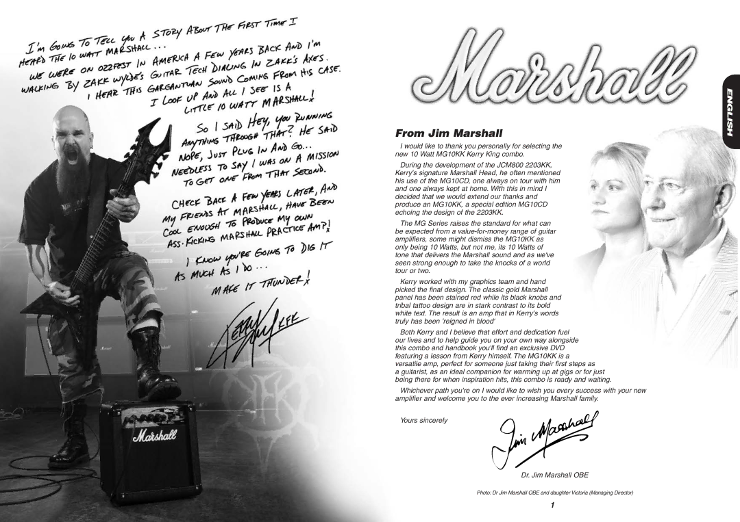 Marshall Amplification MG10KK manual From Jim Marshall 