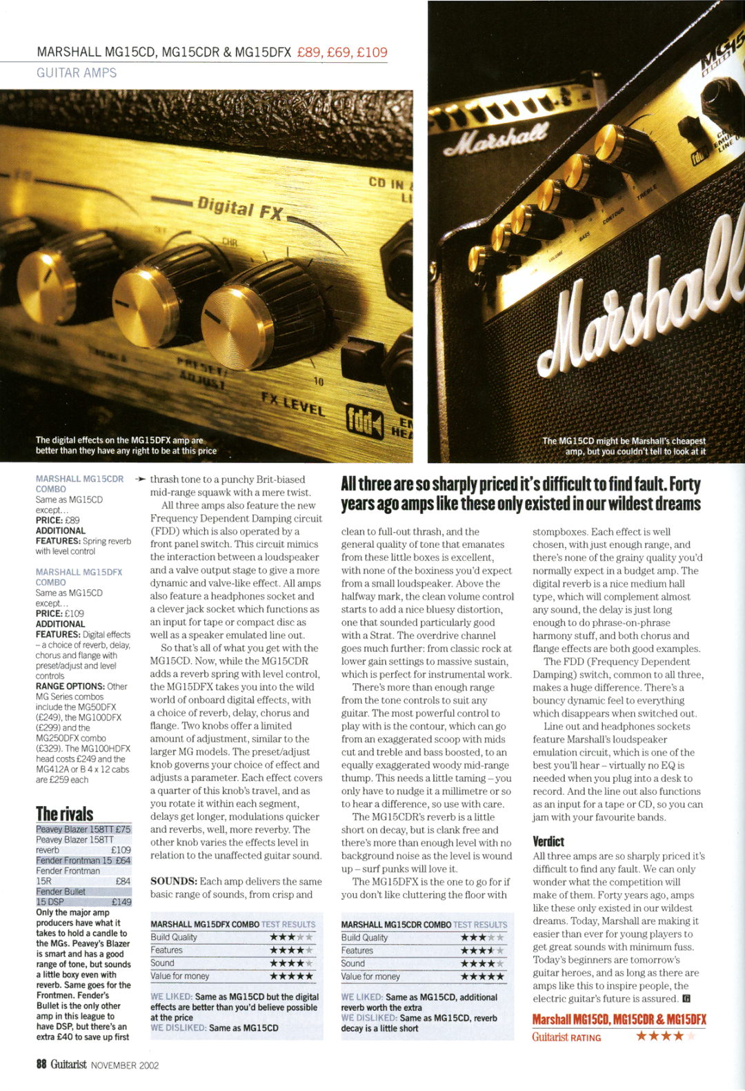 Marshall Amplification MG15DFX, MG15CDR manual 