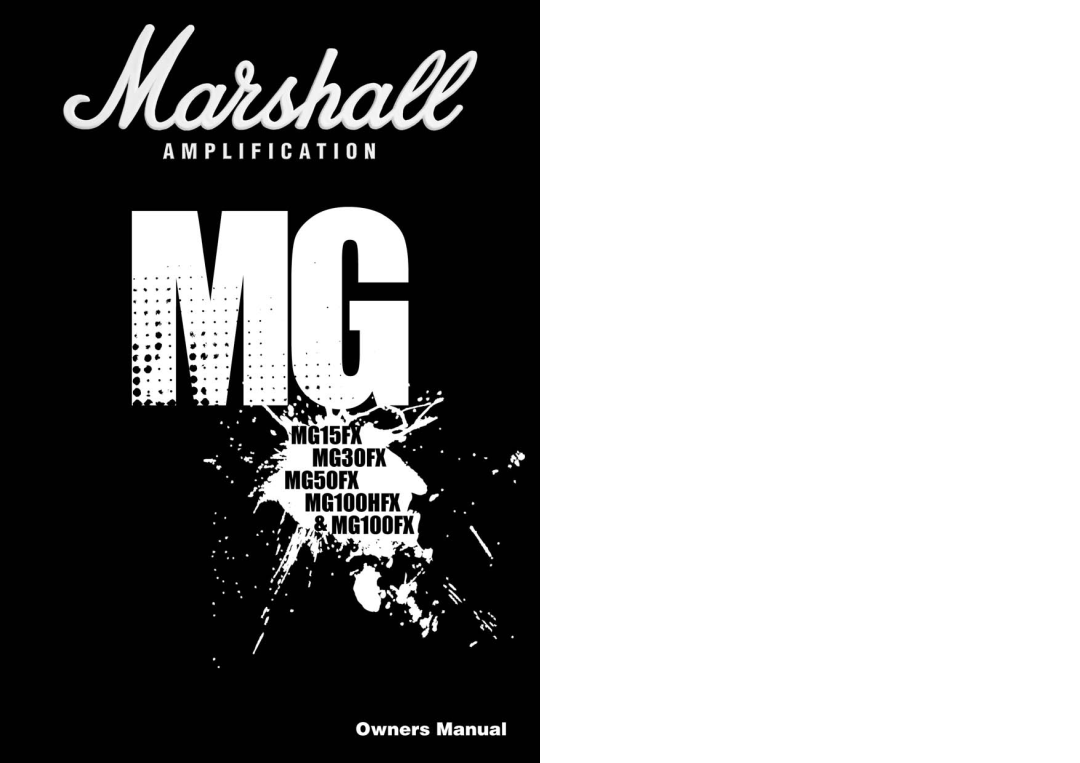 Marshall Amplification MG50FX, MG30FX, MG100HFX, MG15FX, MG100FX manual 