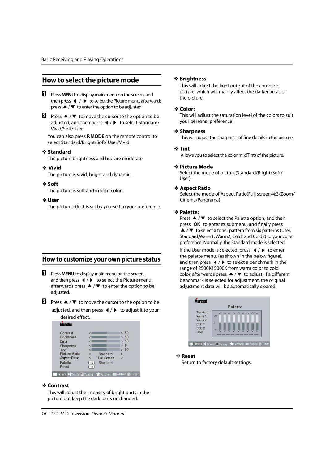 Marshall electronic ME-4220 manual 4UBOEBSE, 7JWJE, 4PGU, 6TFS, $Pousbtu, #Sjhiuoftt, $Pmps, 4IBSQOFTT, 1JDUVSF.PEF 