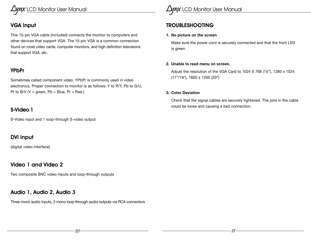 Marshall electronic MLYNX17 user manual Troubleshooting 