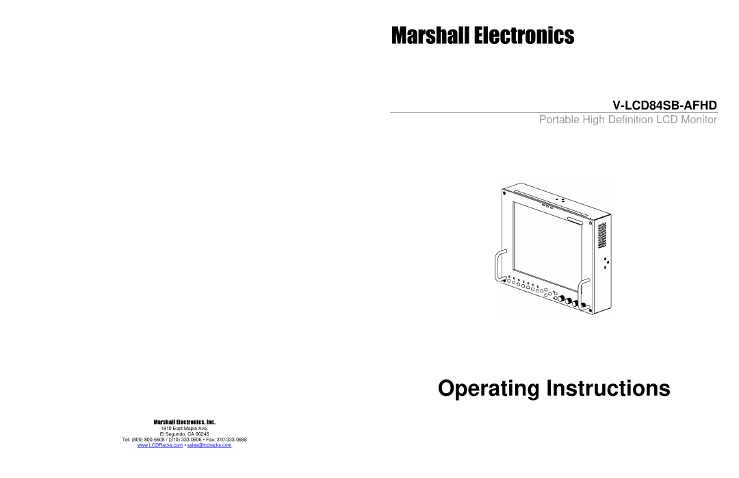 Marshall electronic V-LCD84SB-AFHD operating instructions Operating Instructions 