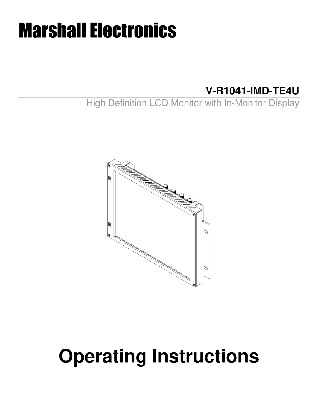 Marshall electronic V-R1041-IMD-TE4U operating instructions Operating Instructions 