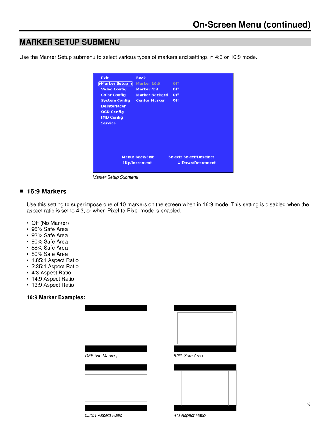 Marshall electronic V-R1041-IMD-TE4U operating instructions Marker Setup Submenu, Markers 