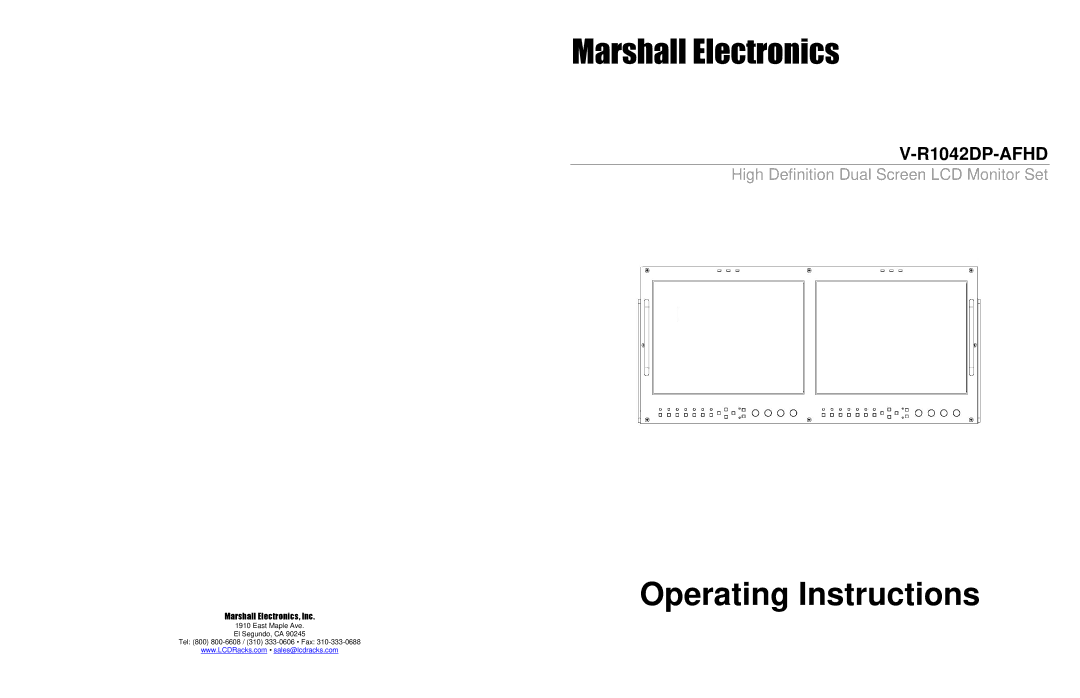 Marshall electronic V-R1042DP-AFHD manual Operating Instructions 