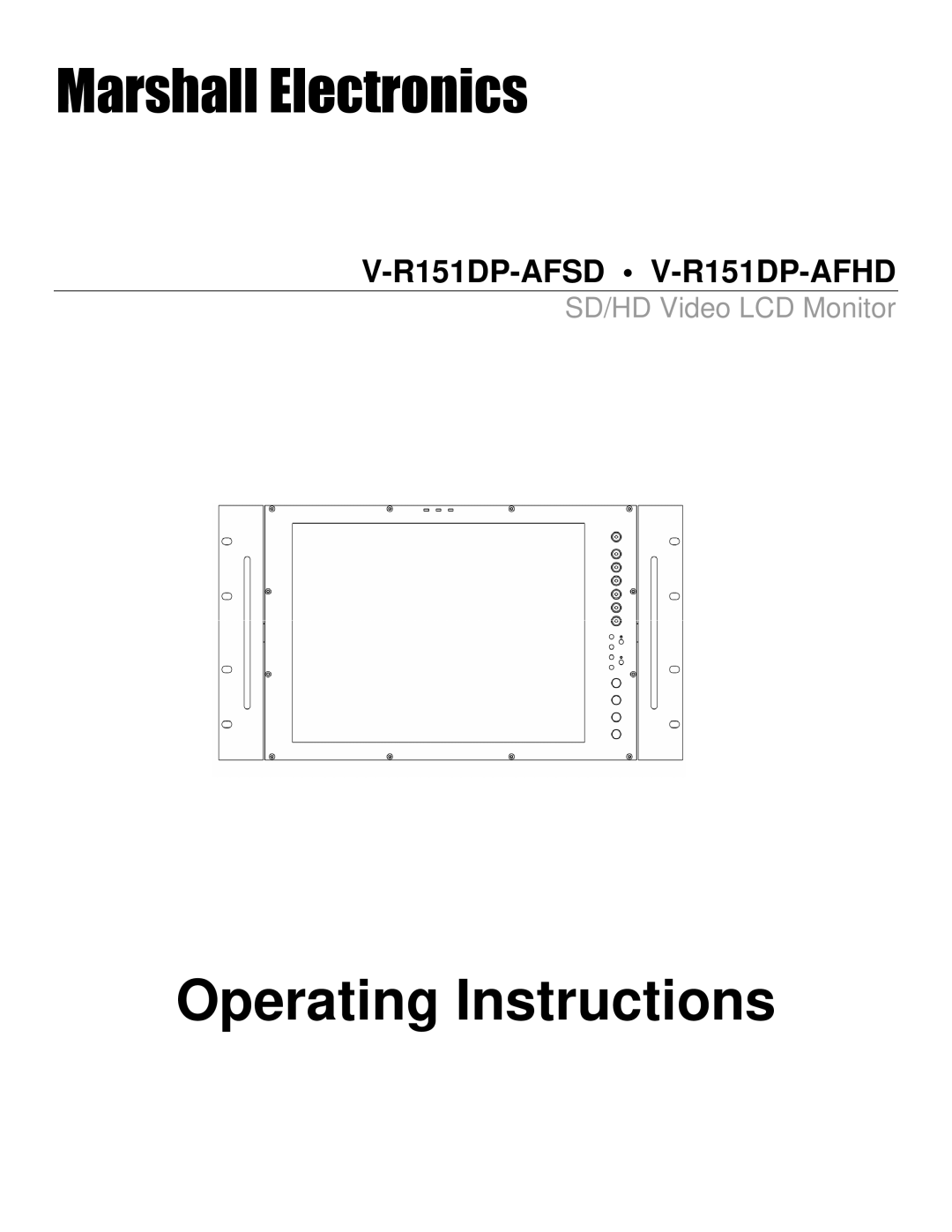 Marshall electronic V-R151DP-AFHD, V-R151DP-AFSD manual Operating Instructions 