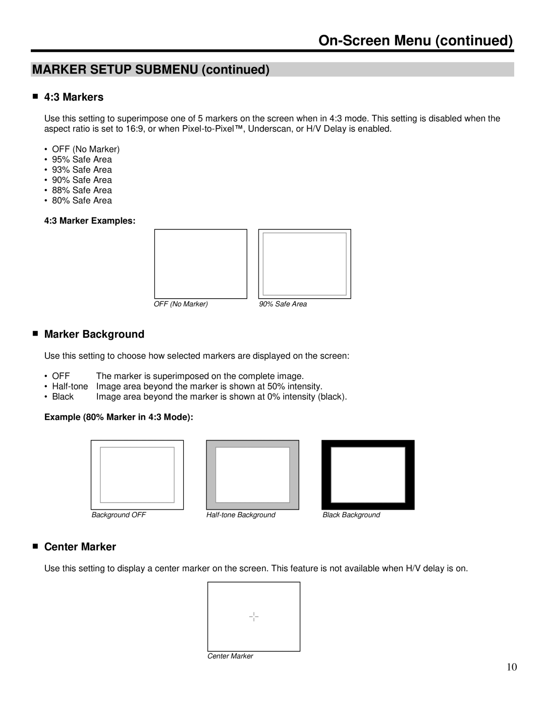 Marshall electronic V-R151DP-AFSD, V-R151DP-AFHD manual Marker Background, Center Marker 