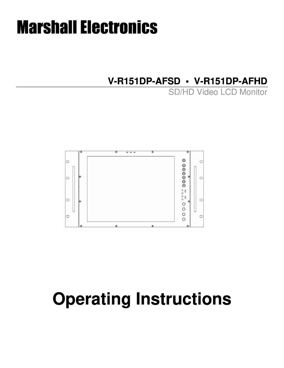 Marshall electronic manual Marshall Electronics, Operating Instructions, V-R151DP-AFSD V-R151DP-AFHD 