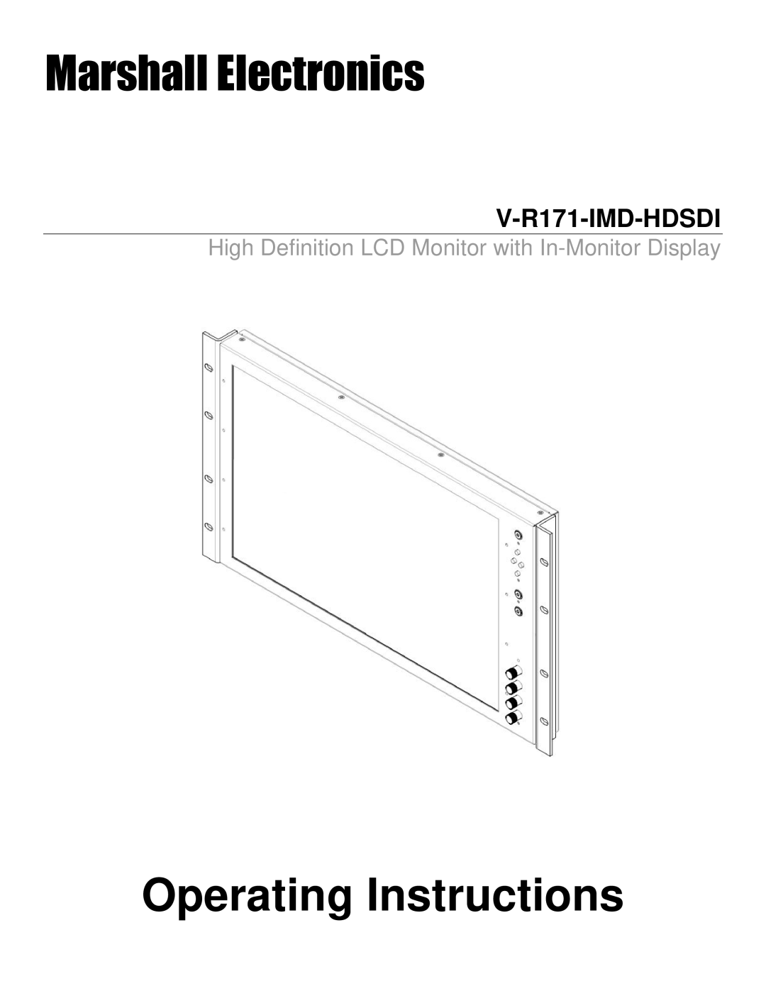 Marshall electronic V-R171-IMD-HDSDI manual Operating Instructions 