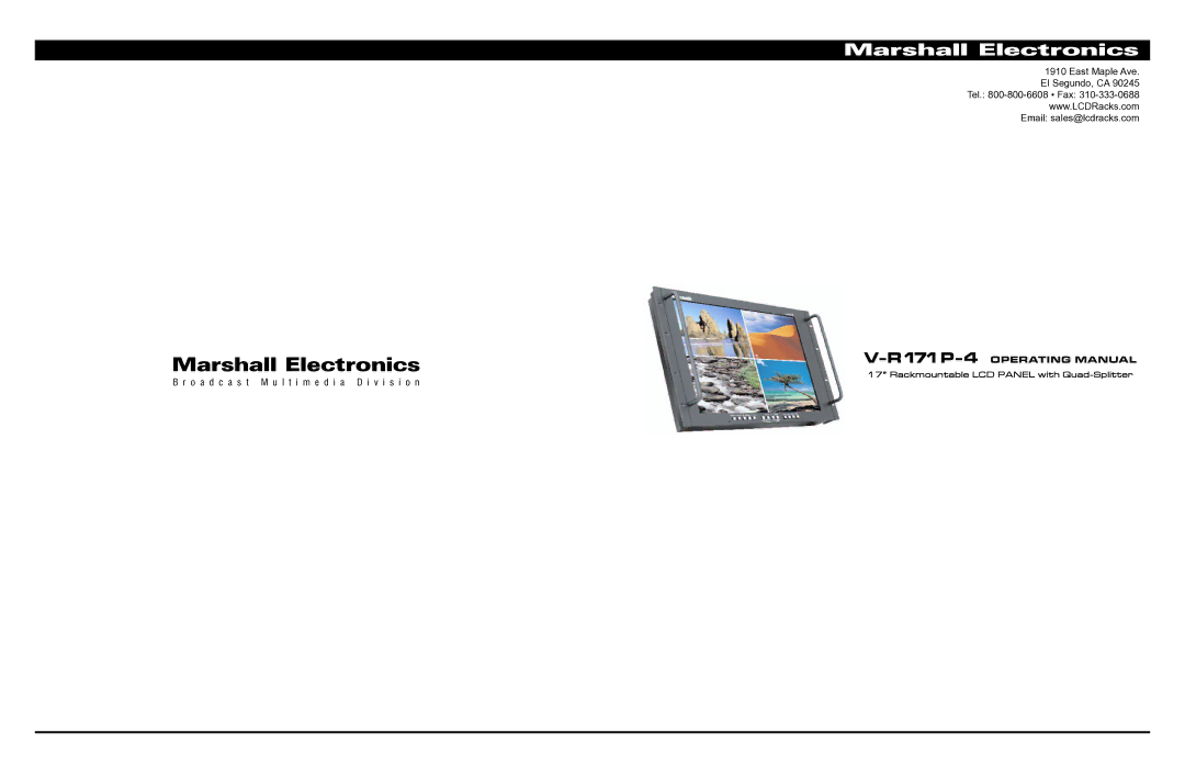 Marshall electronic V-R171P-4A manual Marshall Electronics, R171P 4 Operating Manual 