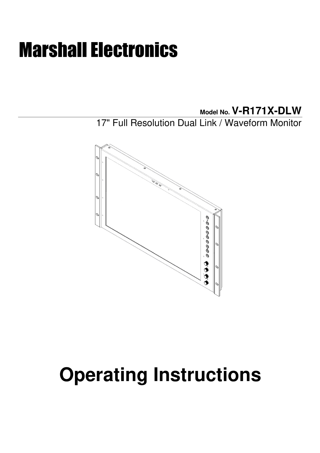 Marshall electronic V-R171X-DLW manual Operating Instructions 