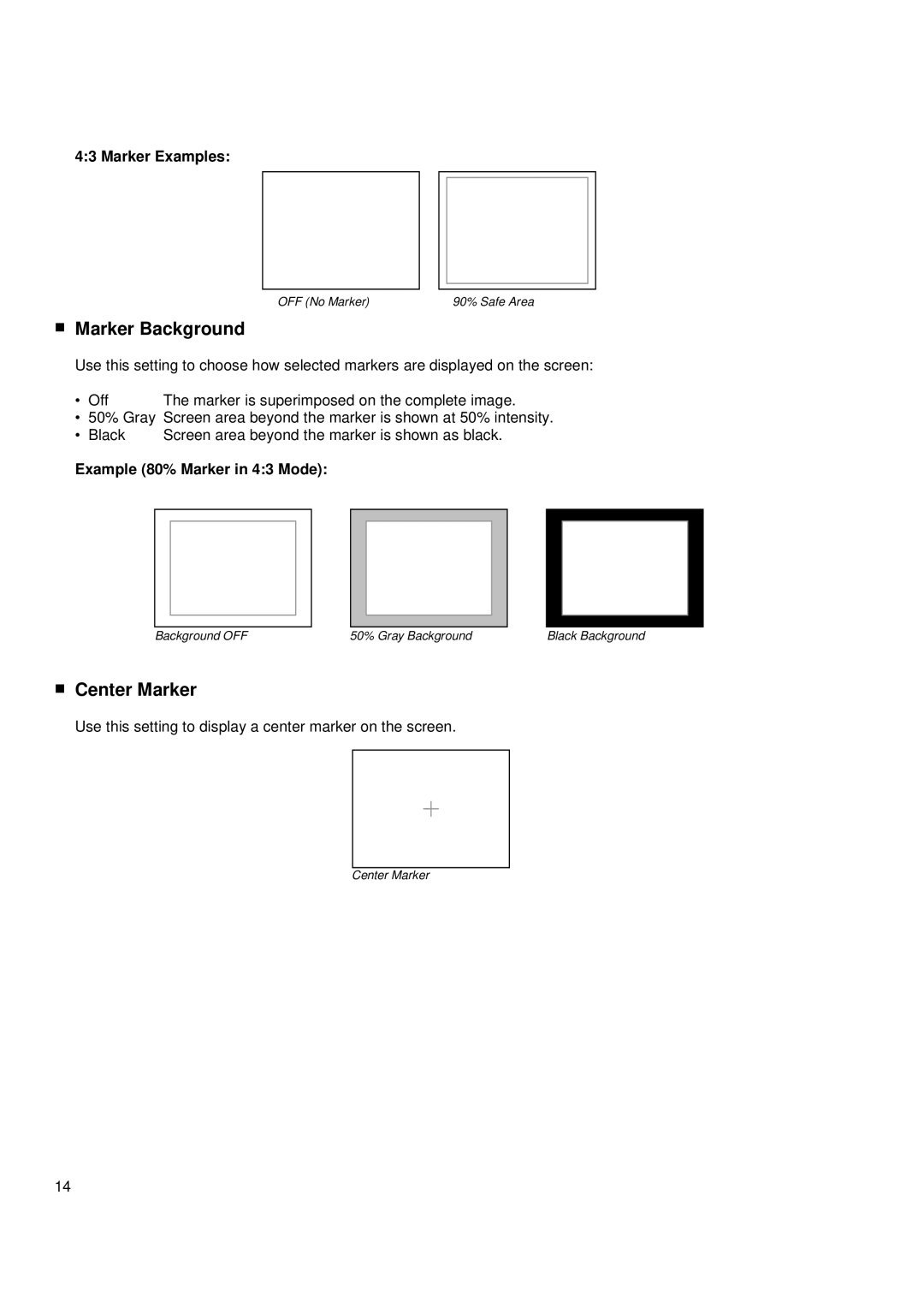 Marshall electronic V-R241-DLW manual Marker Background, Center Marker 