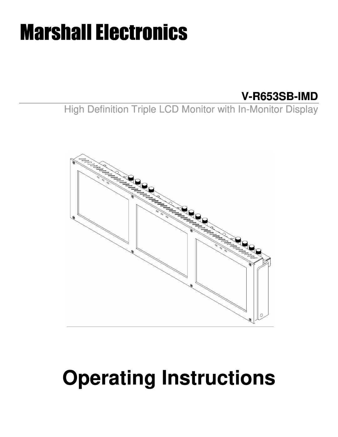 Marshall electronic V-R653SB-IMD manual Marshall Electronics, Operating Instructions 