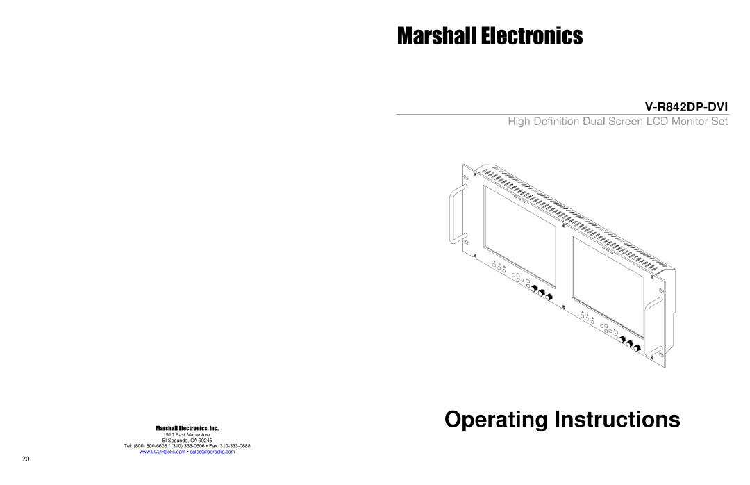 Marshall electronic V-R842DP-DVI operating instructions Operating Instructions 