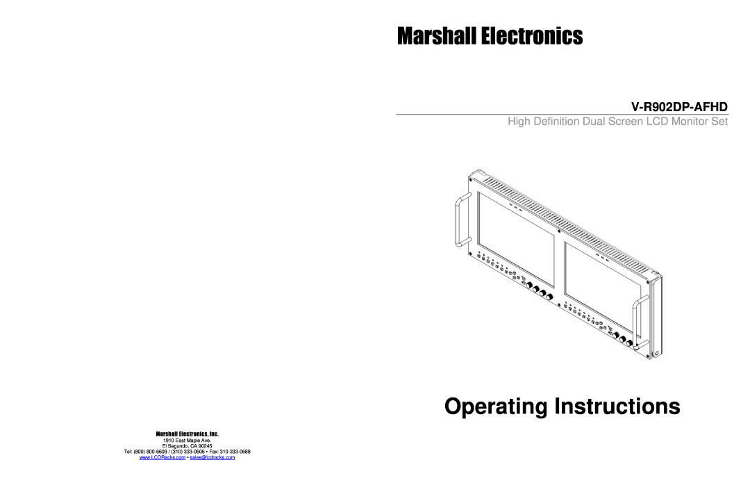 Marshall electronic V-R902DP-AFHD operating instructions Marshall Electronics, Operating Instructions 