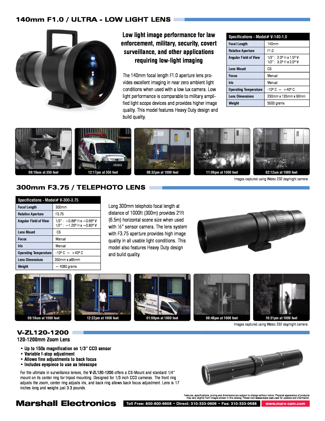 Marshall electronic V-ZPL12 V-ZL120-1200, 120-1200mm Zoom Lens, Up to 150x magnification on 1/3” CCD sensor, Product News 