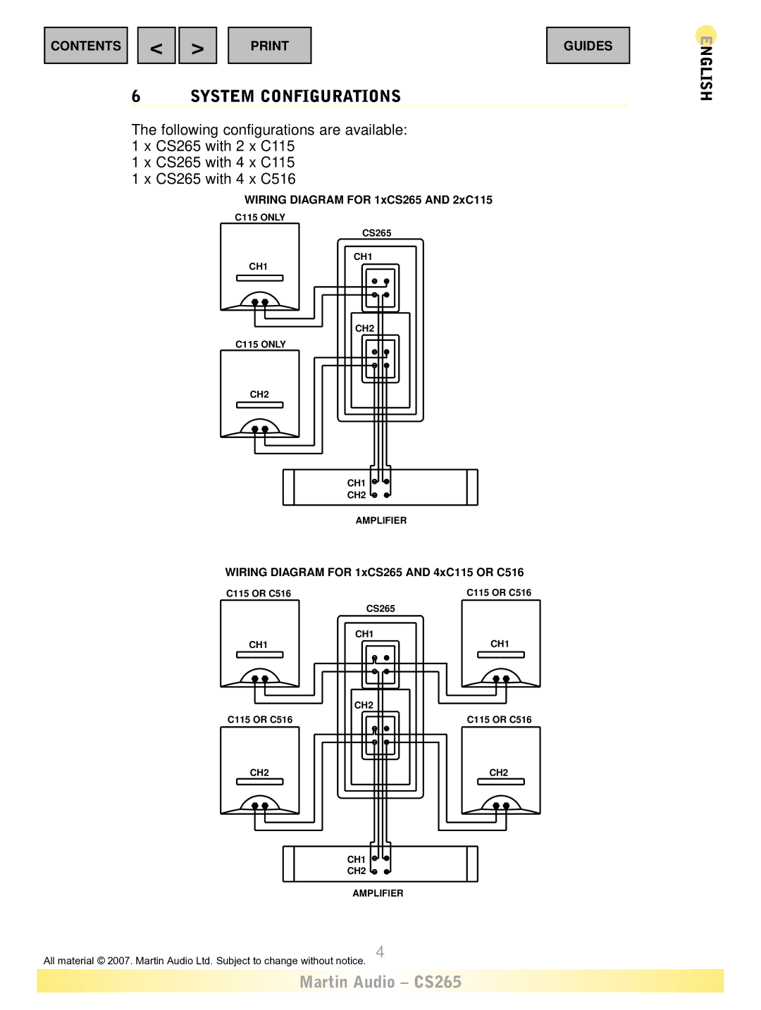 Martin Audio CS265 warranty System Configurations 