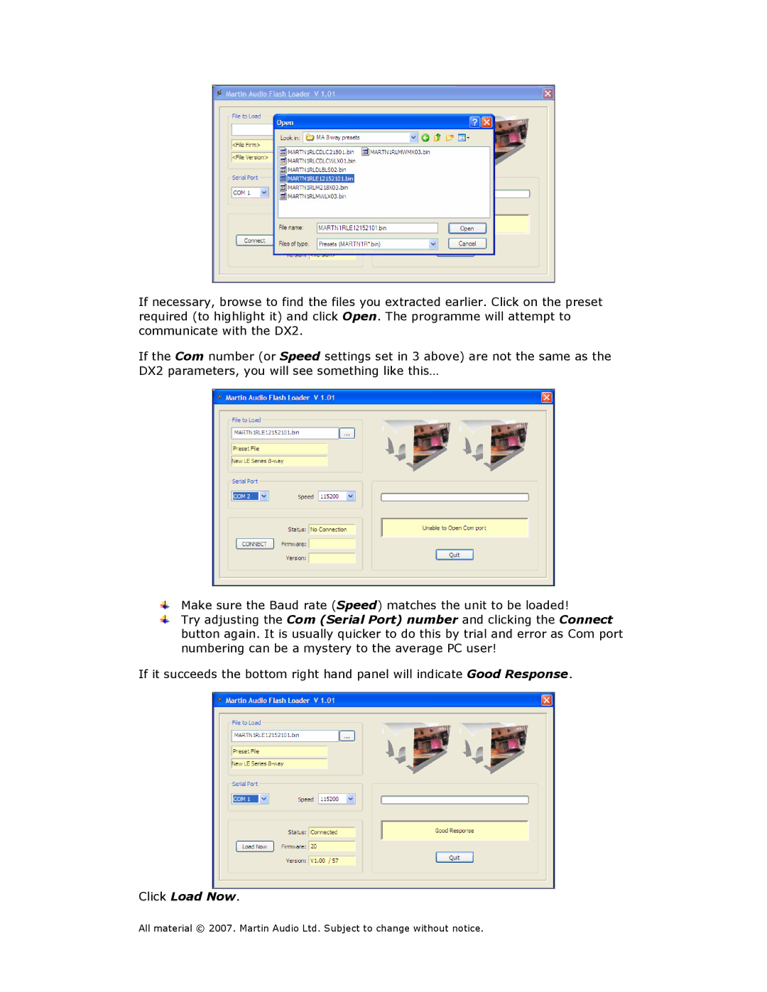 Martin Audio DX2 manual Click Load Now 