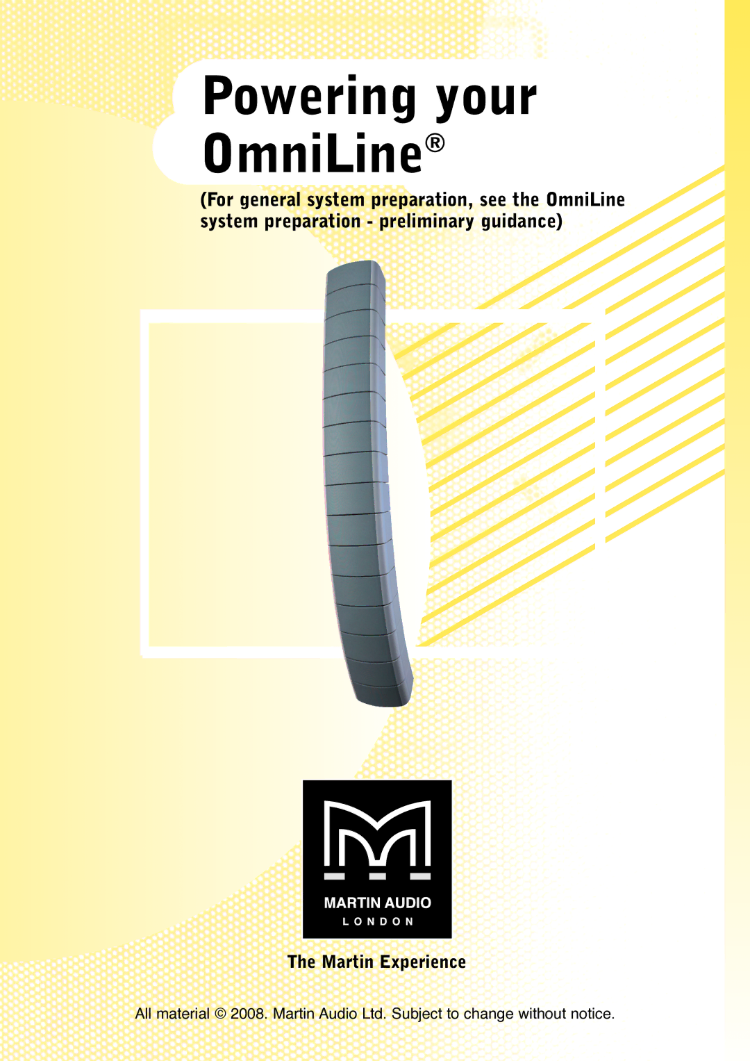 Martin Audio Portable Speaker manual Powering your OmniLine 