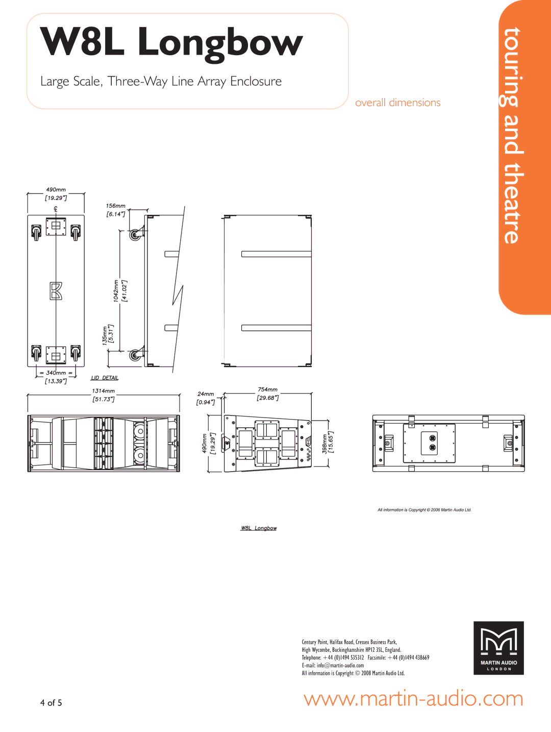 Martin Audio W8L manual Overall dimensions 
