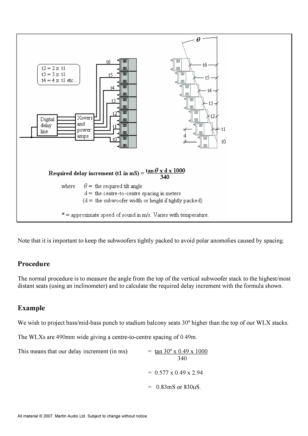 Martin Audio WLXGS manual Procedure, Example 