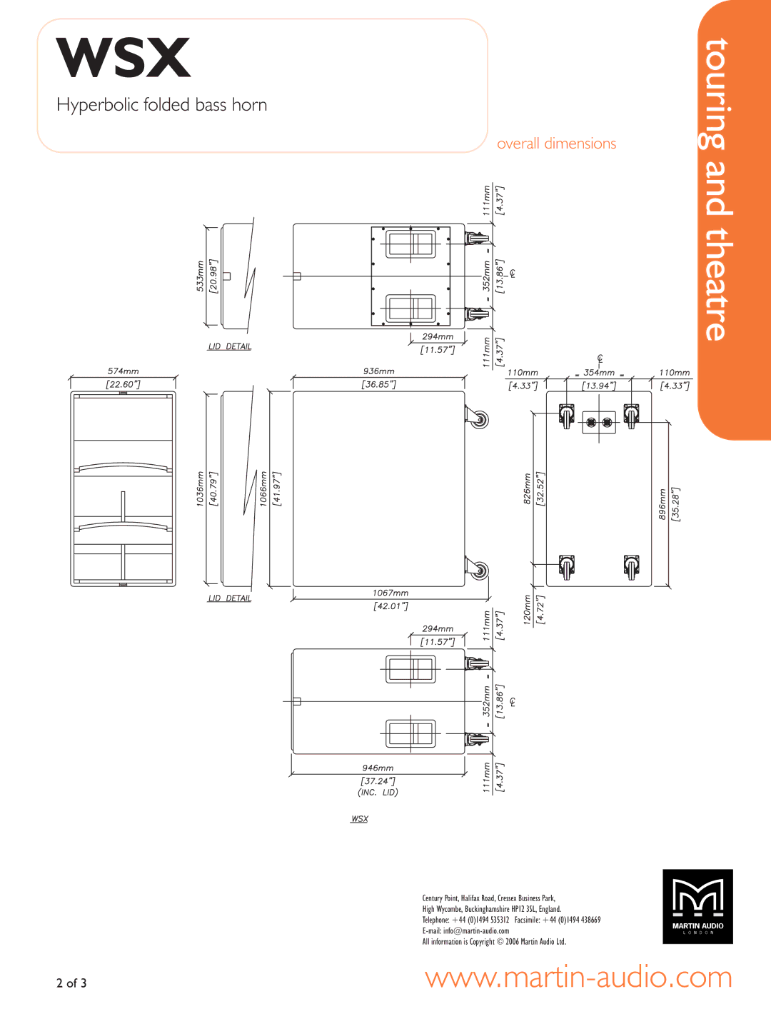 Martin Audio WSX manual Overall dimensions 