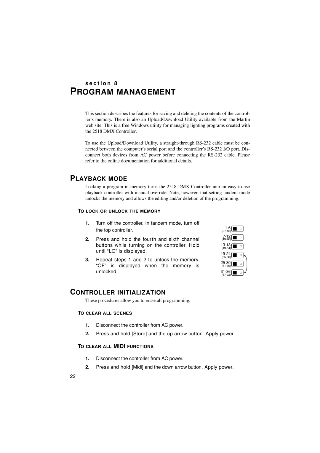 Martin Fireplaces 2518 user manual Program Management, Playback Mode, Controller Initialization 