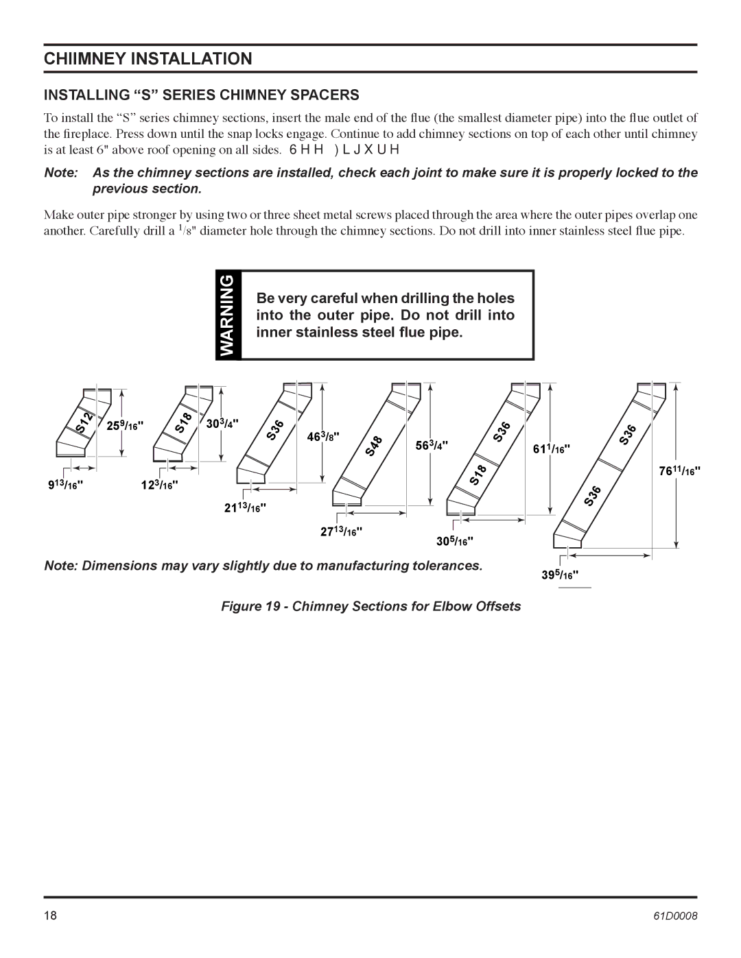 Martin Fireplaces 400BWBA, 400BWBIA, 400BWBCIA, 400BWBCA Chiimney Installation, Installing S Series Chimney Spacers 