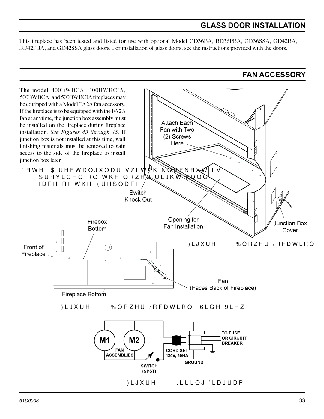 Martin Fireplaces 400BWBCIA, 400BWBIA, 400BWBA, 400BWBCA operating instructions Glass Door Installation, FAN Accessory 