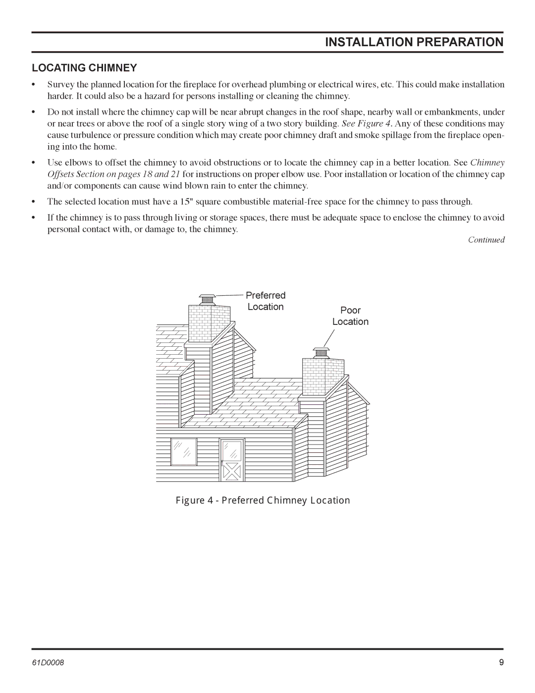 Martin Fireplaces 400BWBCIA, 400BWBIA, 400BWBA, 400BWBCA operating instructions Installation Preparation, Locating Chimney 