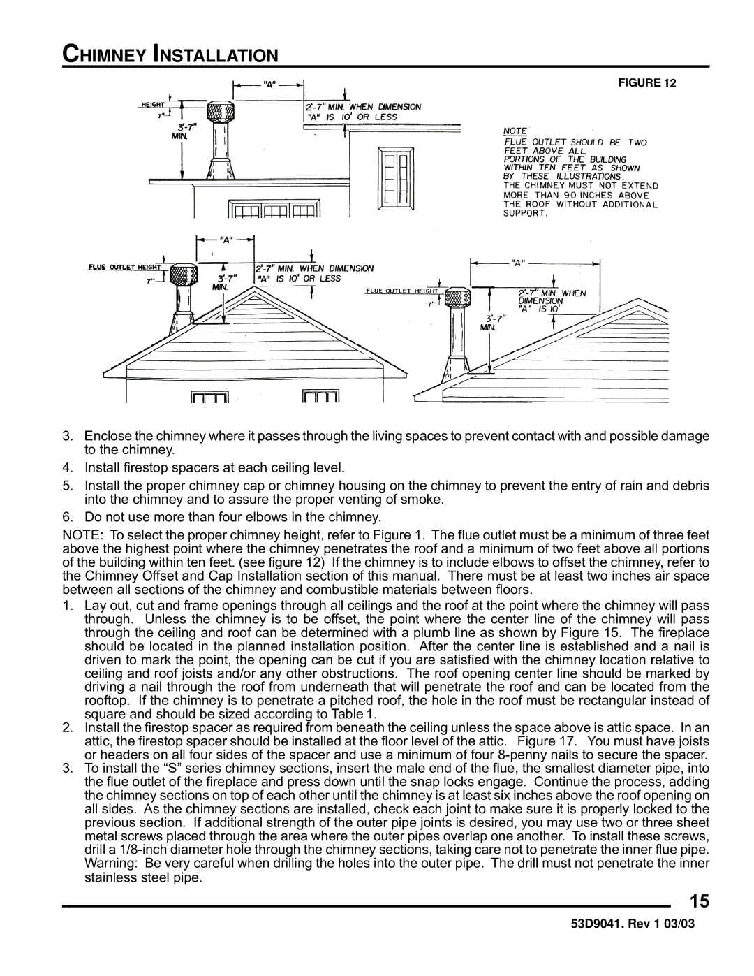 Martin Fireplaces B36LA, B36RA manual Chimney Installation 