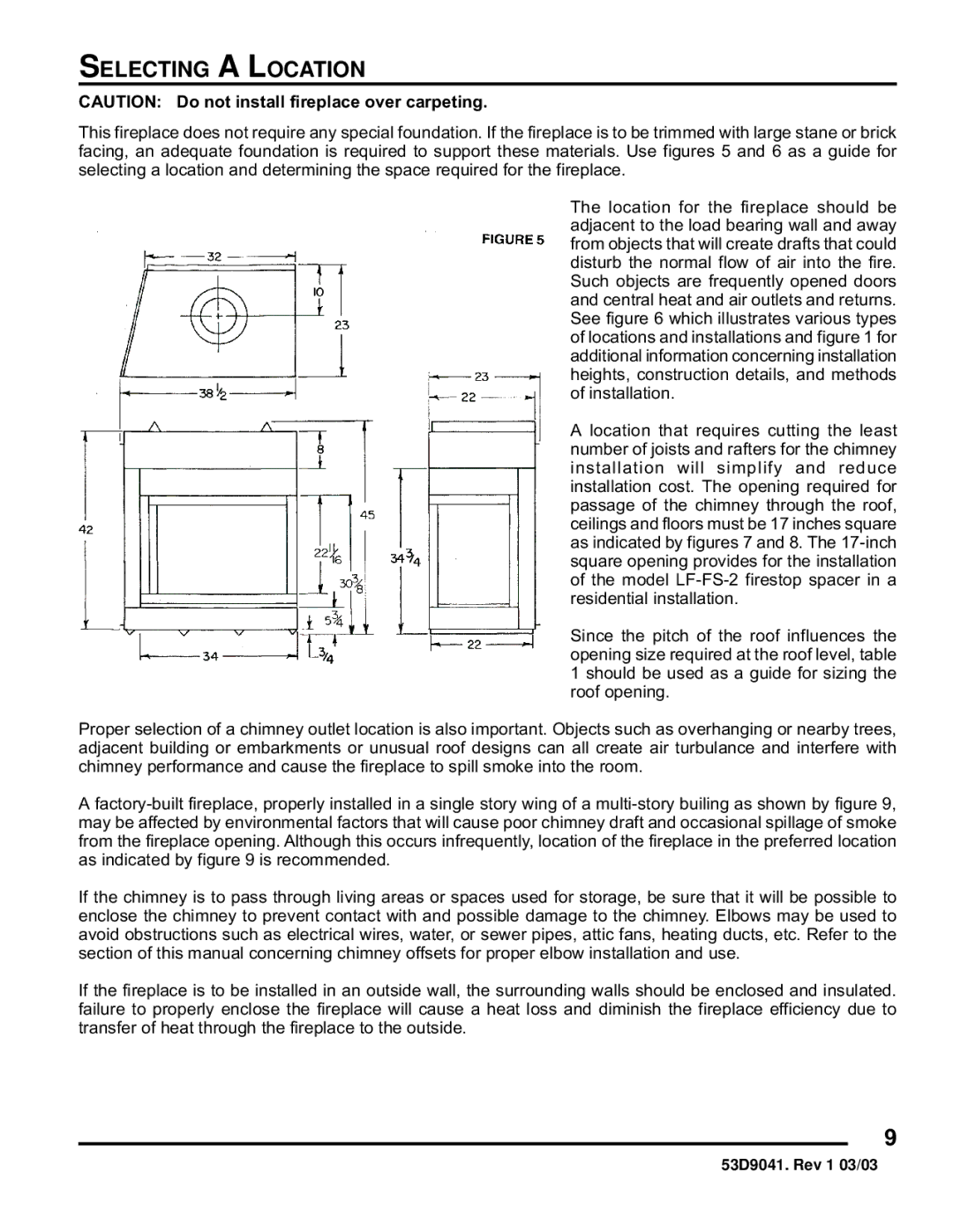 Martin Fireplaces B36LA, B36RA manual Selecting a Location 