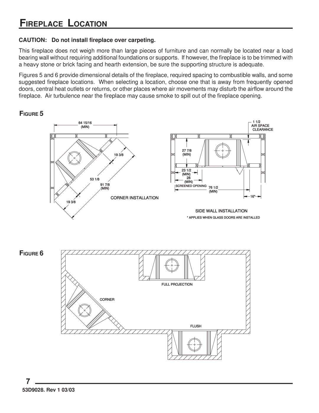 Martin Fireplaces SB5400SS manual Fireplace Location 