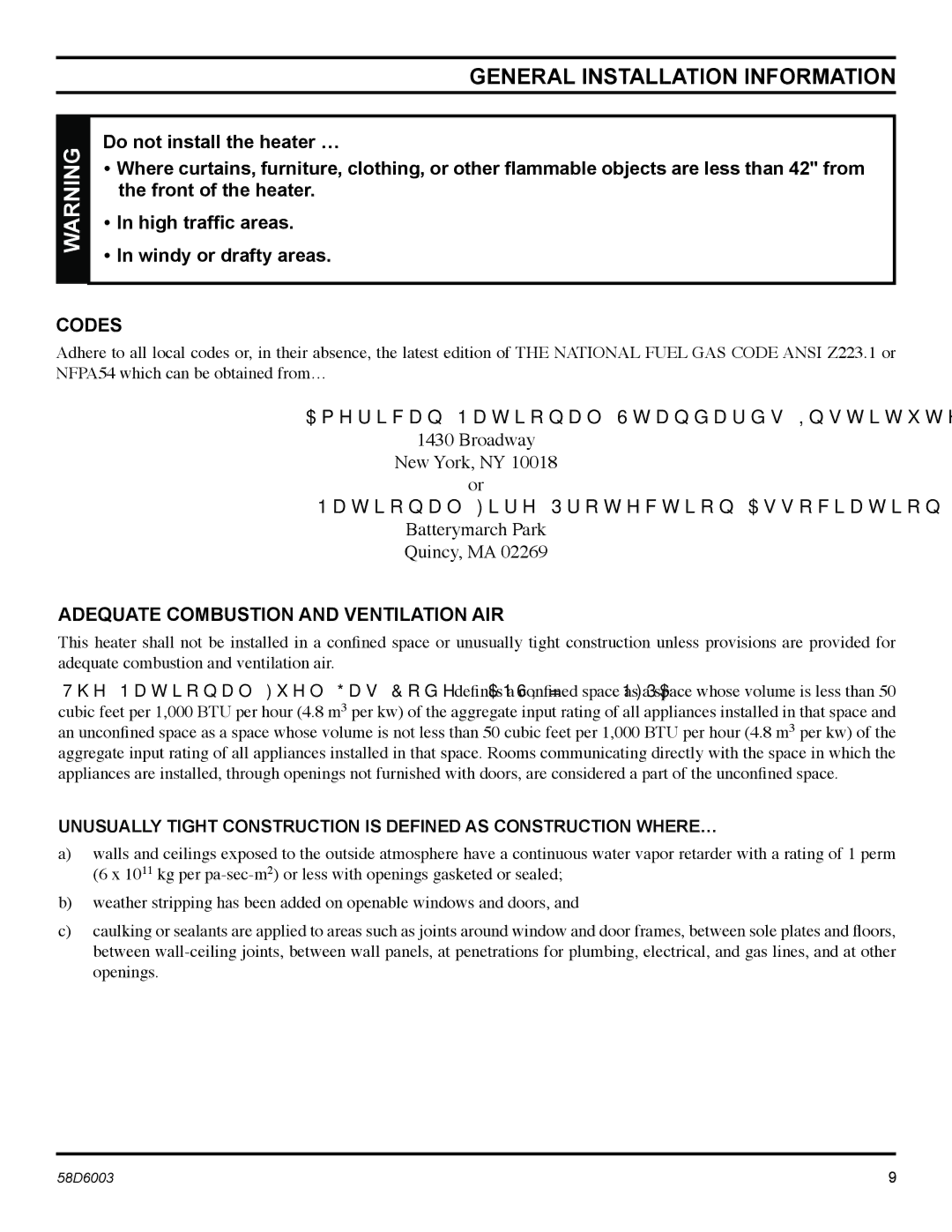 Martin Fireplaces VFCS30SPV, VFCS20SPV General Installation Information, Codes, Adequate Combustion and Ventilation AIR 