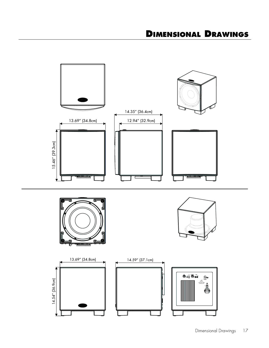 MartinLogan 1000 user manual Dimensional Drawings 