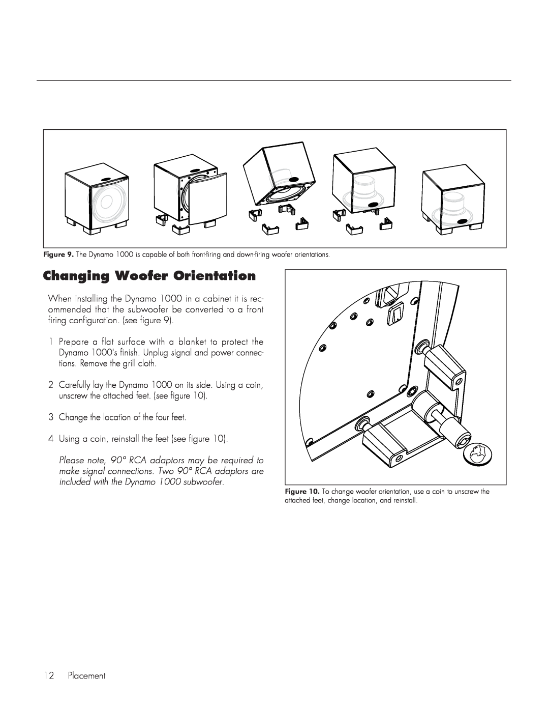 MartinLogan 1000 user manual Changing Woofer Orientation 