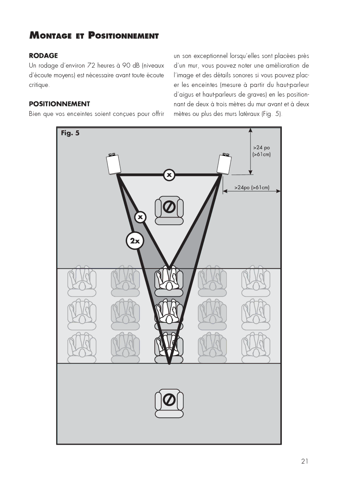 MartinLogan 40, 20 user manual Montage et Positionnement, Rodage 