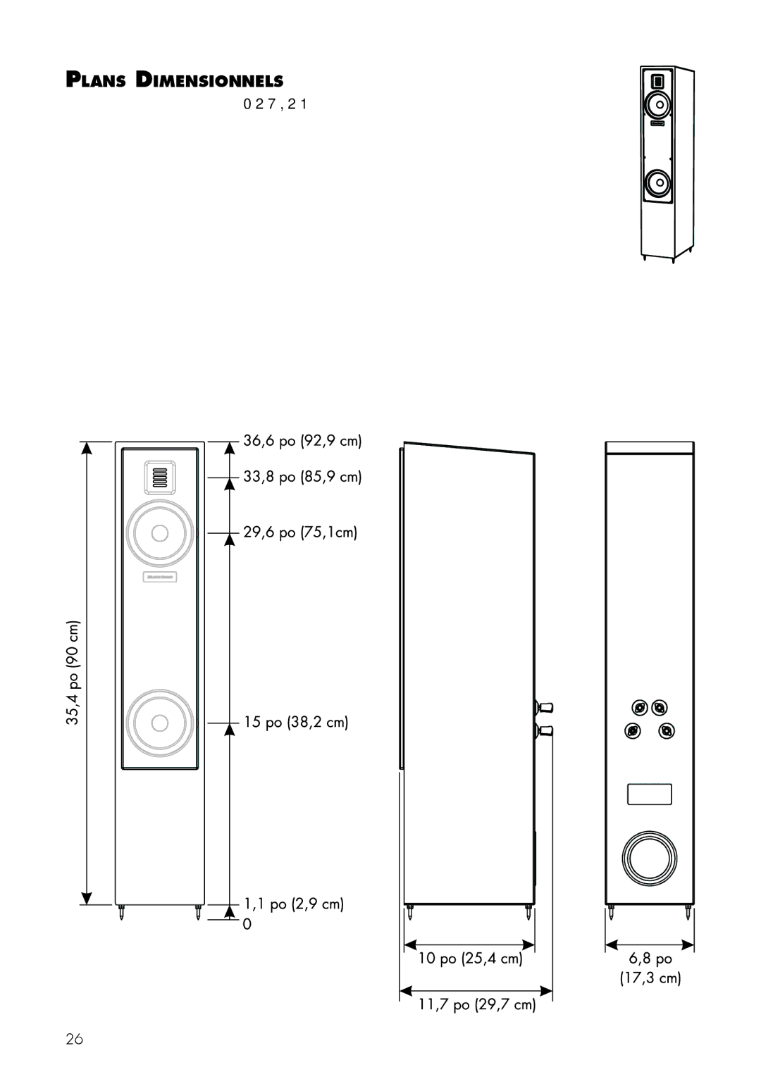 MartinLogan 20, 40 user manual Plans Dimensionnels 