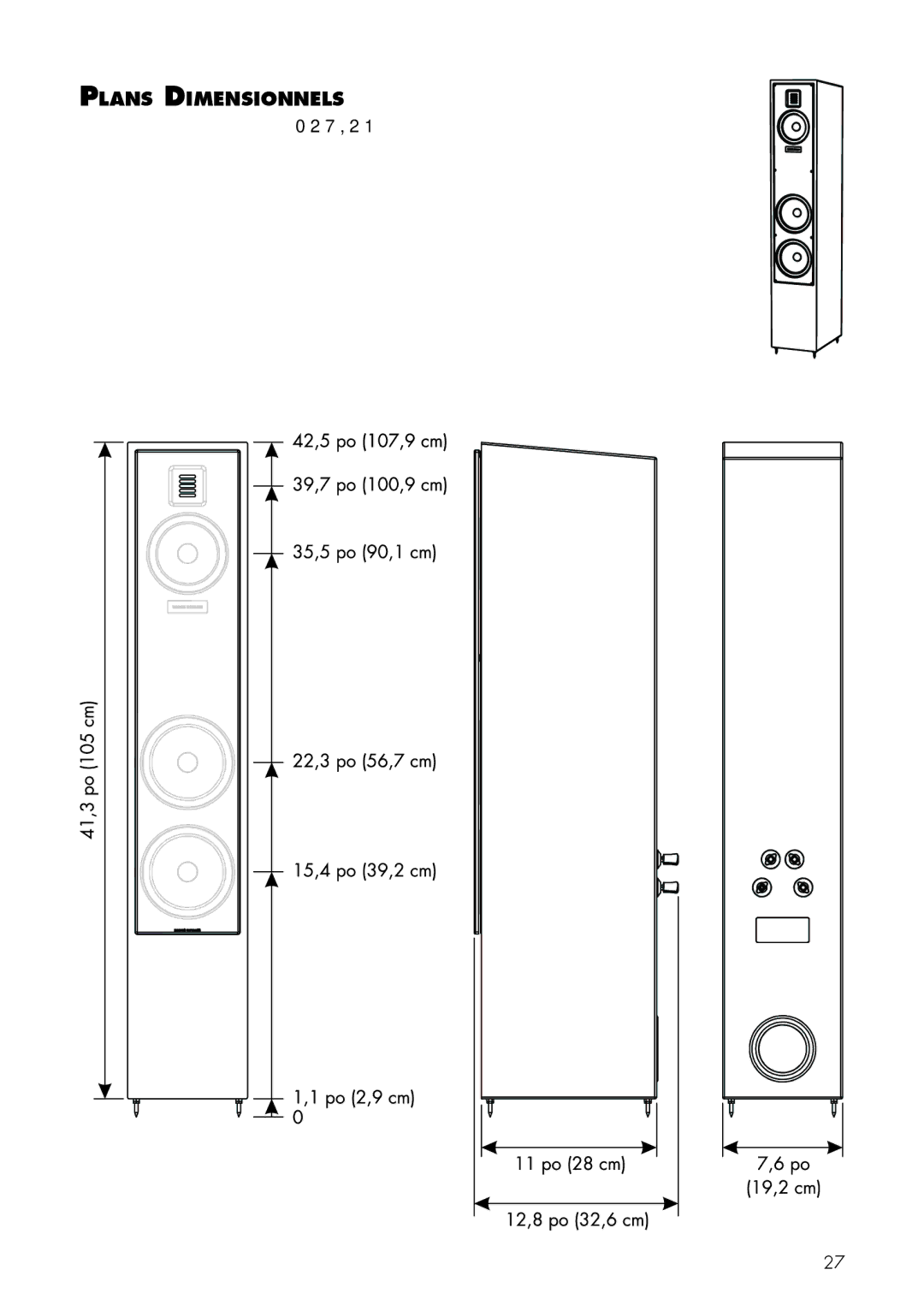 MartinLogan 40, 20 user manual Plans Dimensionnels 