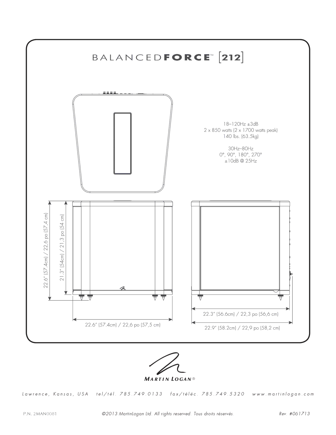 MartinLogan 210, 212 user manual MAN0081 