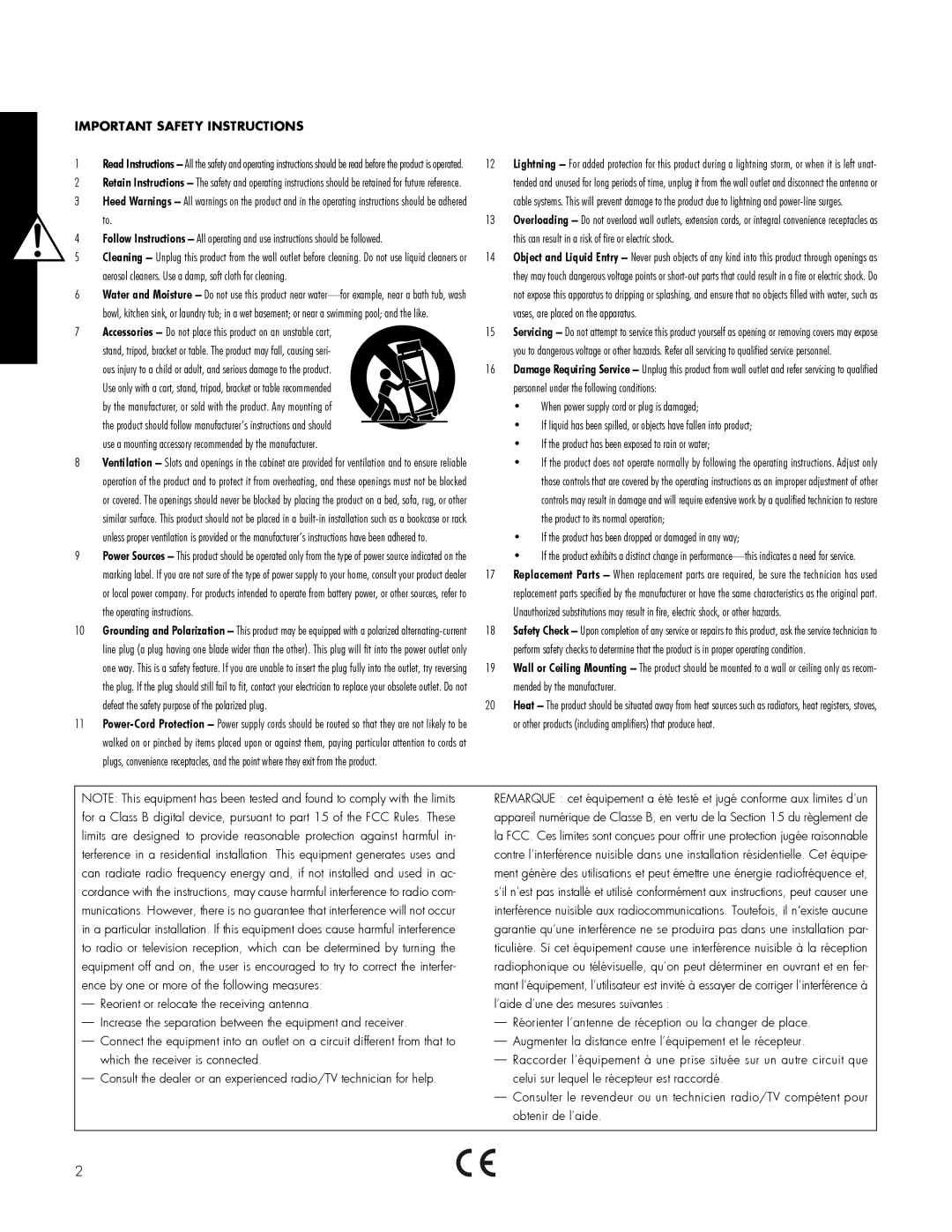 MartinLogan 210, 212 user manual Important Safety Instructions 