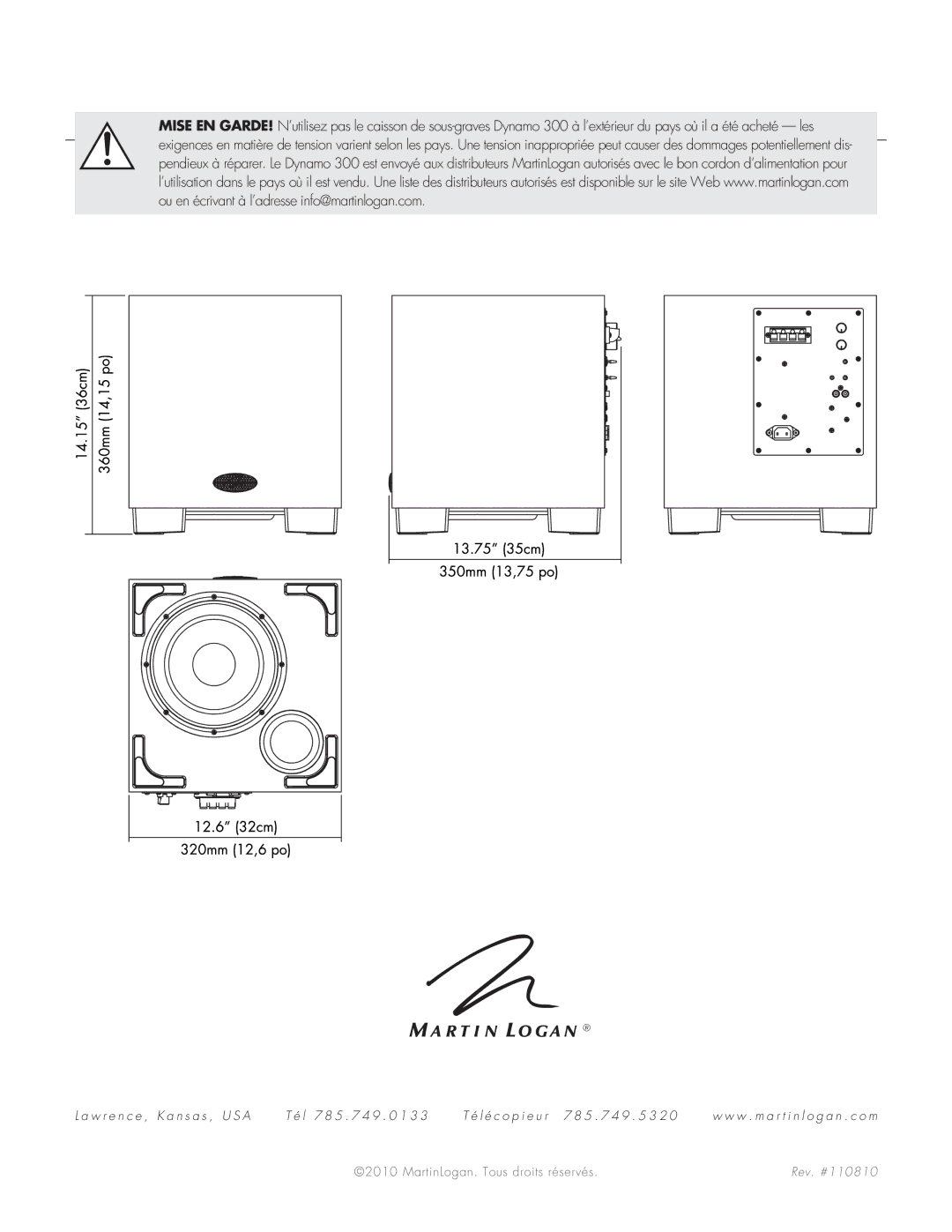 MartinLogan 300 user manual MartinLogan. Tous droits réservés 