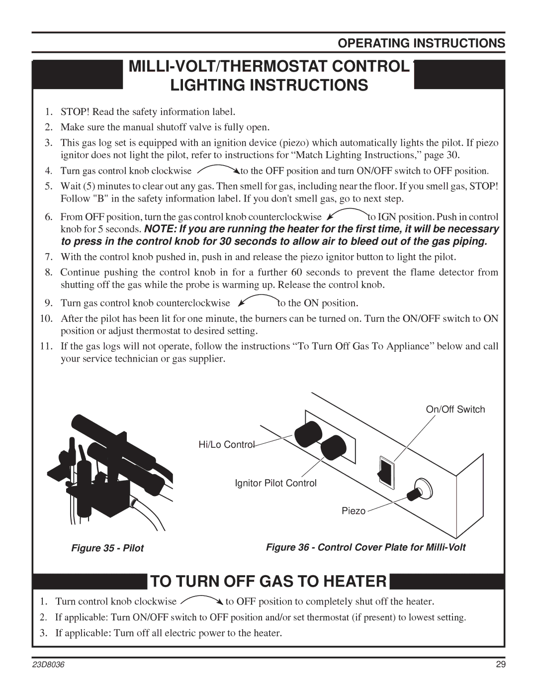 MartinLogan 33ISDG operating instructions MILLI-VOLT/THERMOSTAT Control Lighting Instructions 