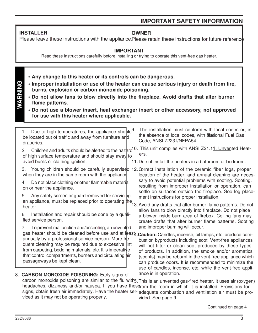 MartinLogan 33ISDG operating instructions Important Safety Information, Installer, Owner 