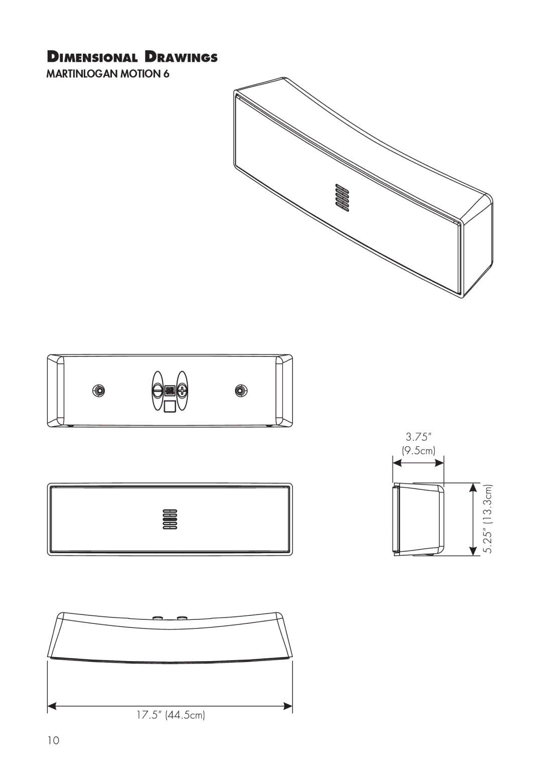 MartinLogan 6 user manual Dimensional Drawings 