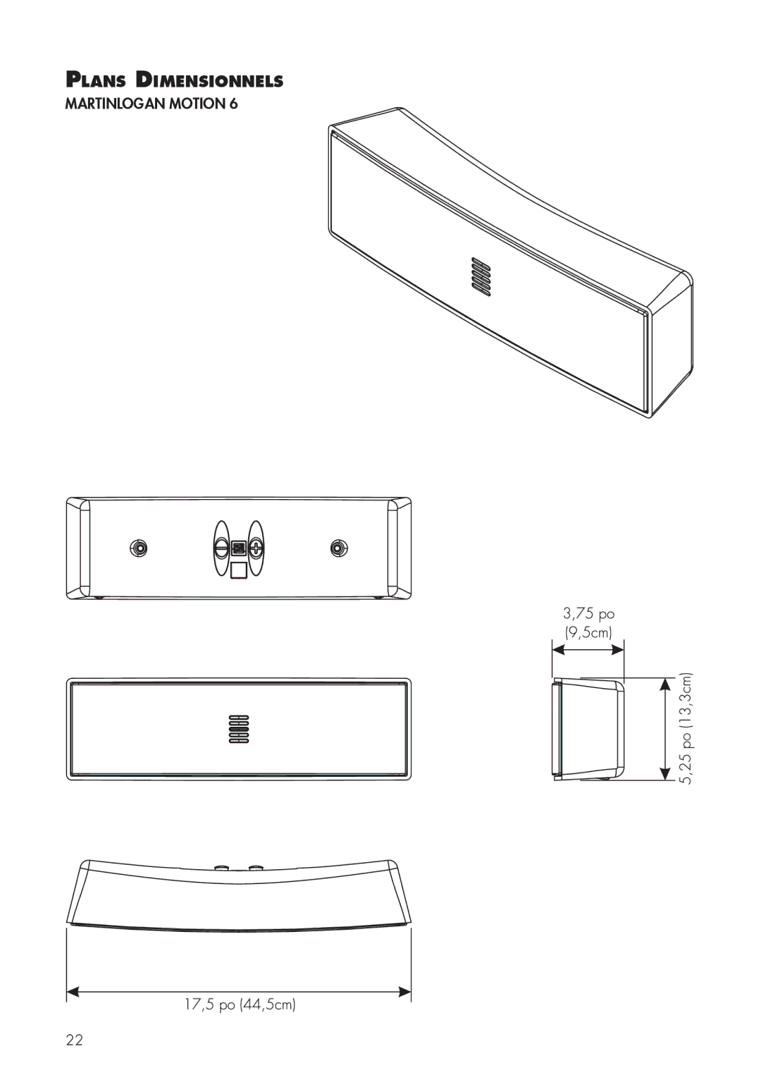 MartinLogan 6 user manual Plans Dimensionnels 