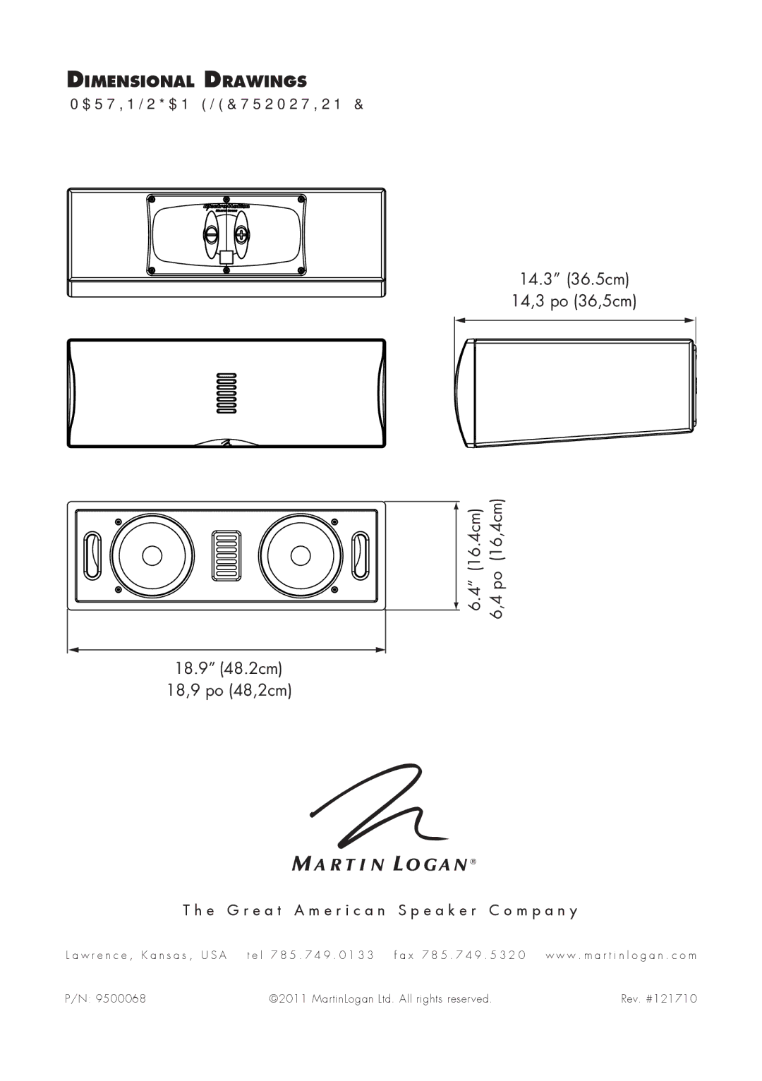 MartinLogan C2 user manual Dimensional Drawings 