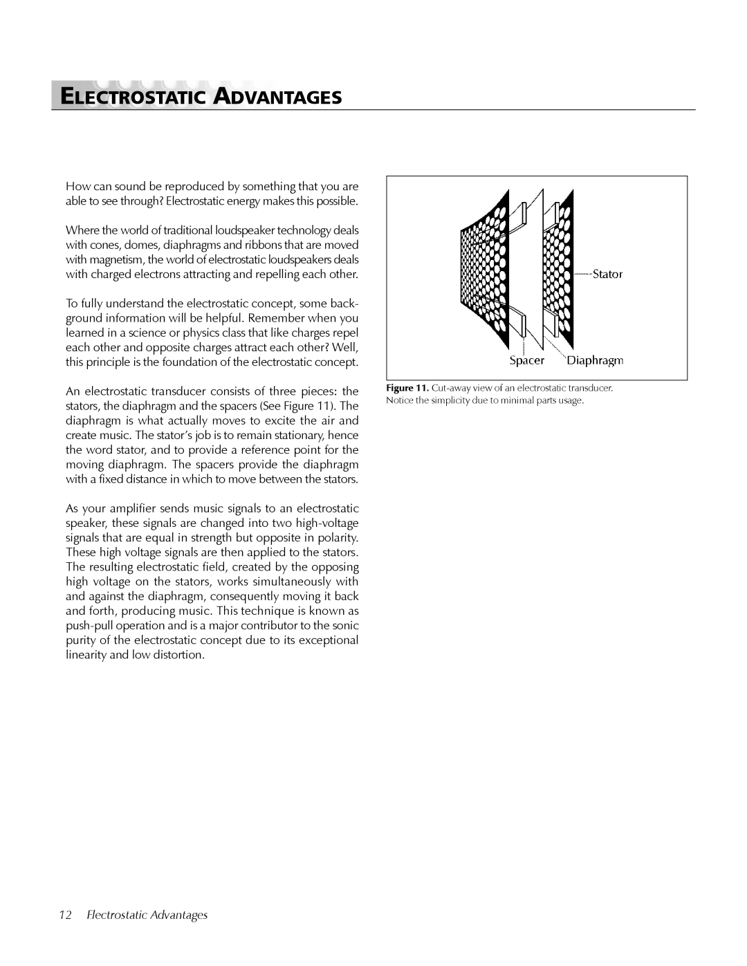 MartinLogan CLS IIz user manual Electrostatic Advantages 